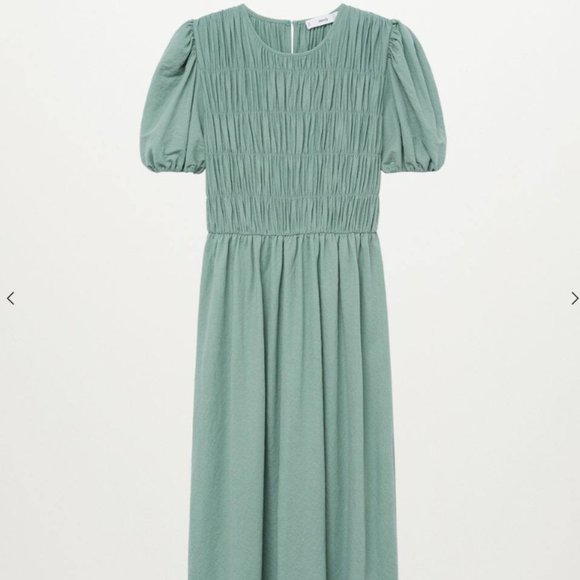 🎉HOST PICK 🎉 Like New MANGO Green Ruched detail Dress - size 2 - Picture 1 of 3